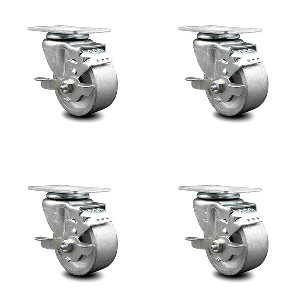 3 Inch Semi Steel Cast Iron Wheel Swivel Top Plate Caster Set with Brake SCC